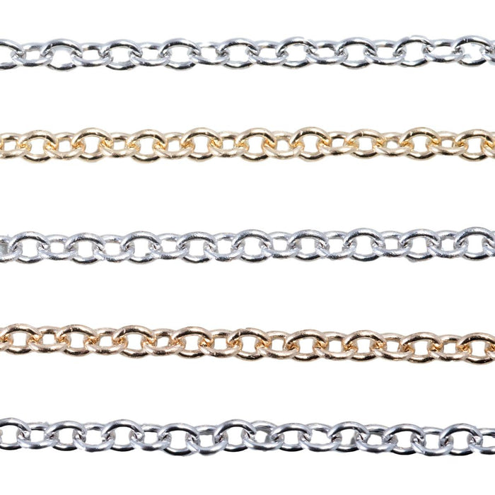 14KY,14KW,18KY,18KW & Platinum Cable Chain 1.8mm Sold by the Inch - Otto Frei