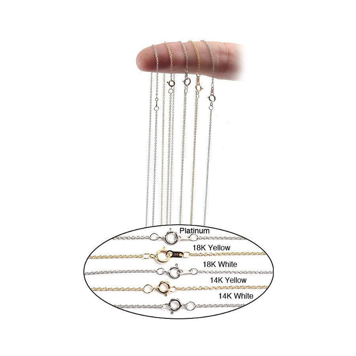 14KY,14KW,18KY,18KW & Platinum Finished 1.15mm Cable Chain With Spring Ring Clasps-16"-18"-20" - Otto Frei