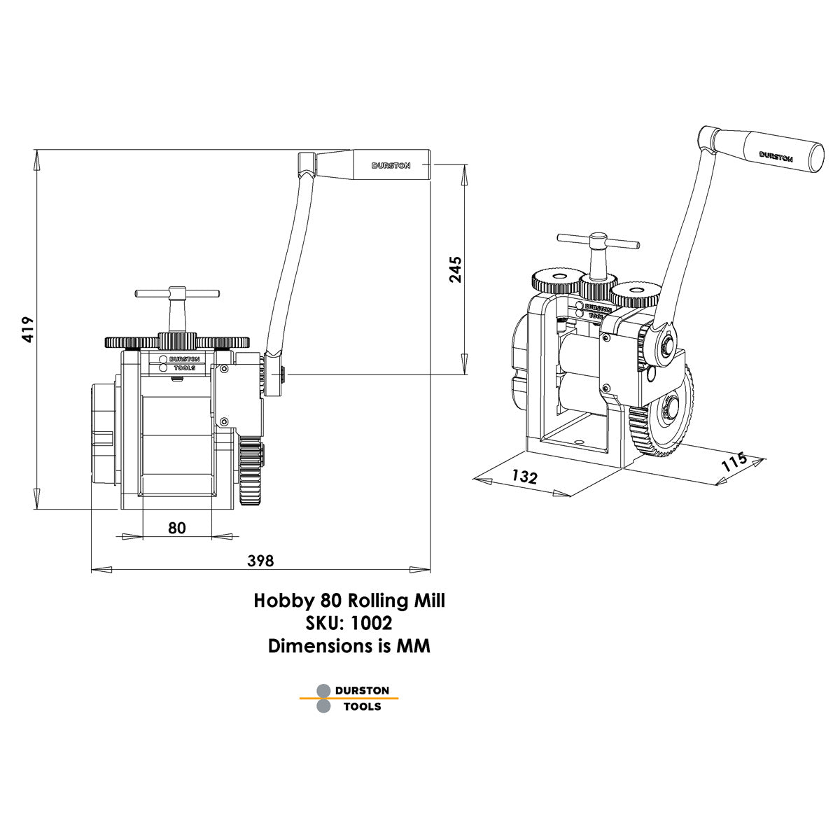 Durston 1002 Hobby 80 Economy Rolling Mill | OttoFrei.com — Otto Frei