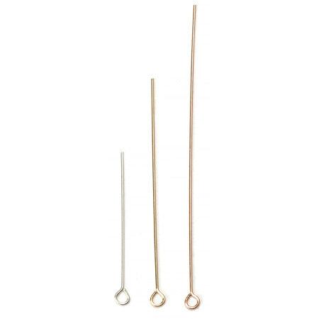 Sterling Silver, Yellow Gold Filled & Pink Gold Filled Eye Pin Wires - Pack of 12 - Otto Frei